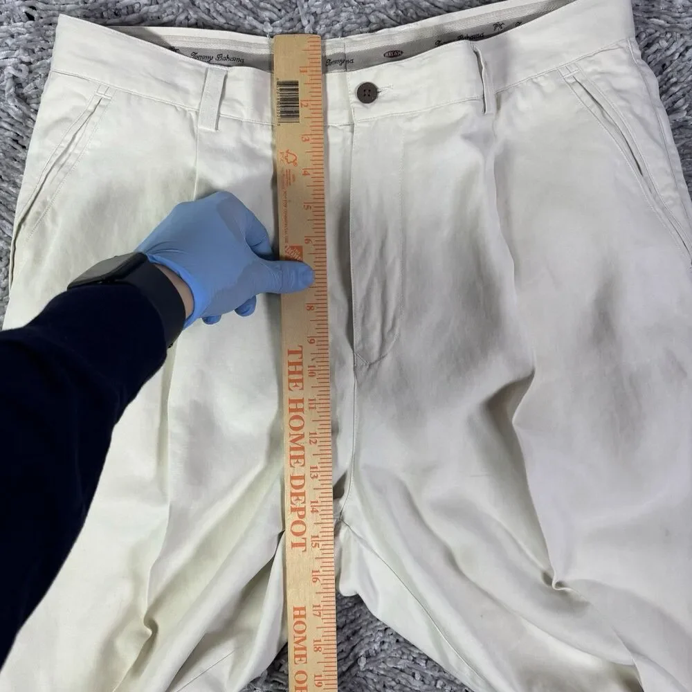 Tommy Bahama Linen Silk Pants Mens 36 Beige Pleated Preppy Designer Beach Summer